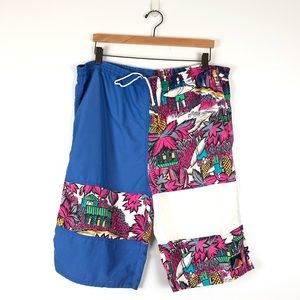 VINTAGE Hobie blue, white, tropical swim shorts